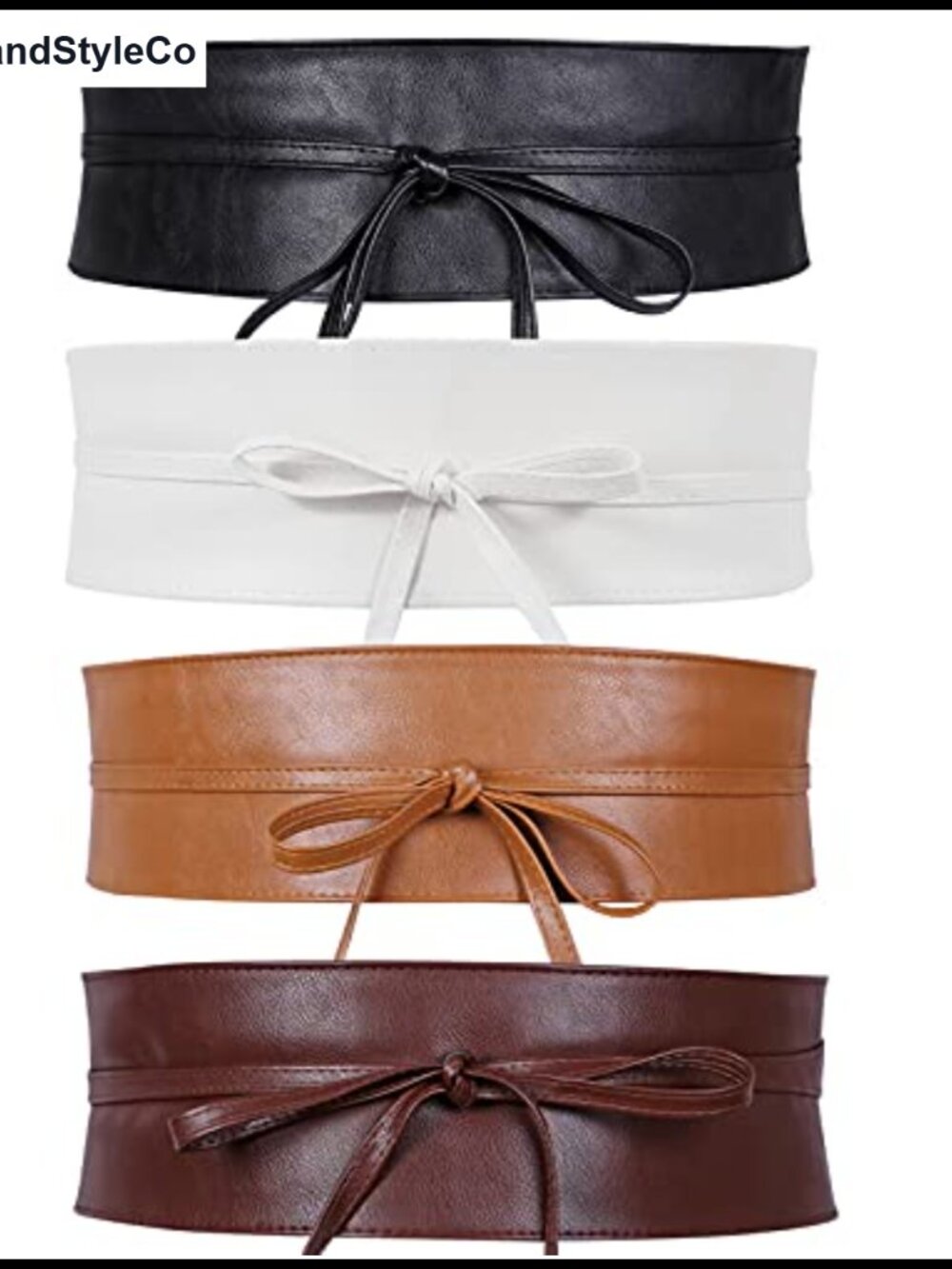 4 Pack Women Obi Belt PU Leather Self Tie Wrap Wide Waistband Boho Belt for